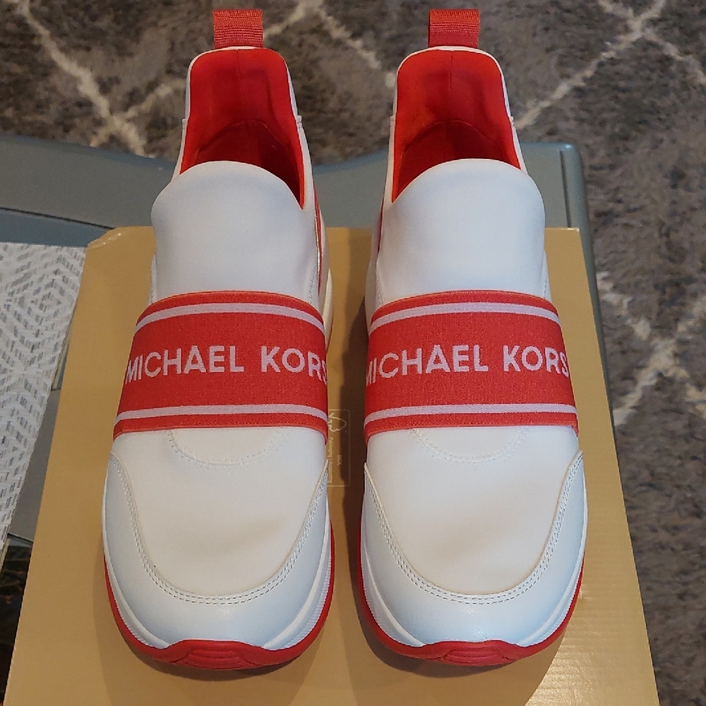 Michael Kors Women Olympia Slip On Scuba Red Clay. Brand New With Original Box